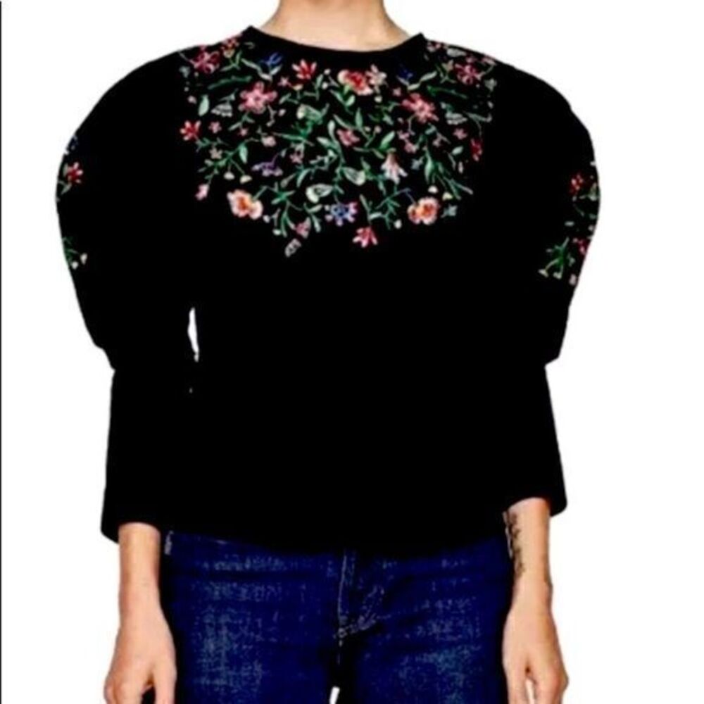 Zara embroidered floral top